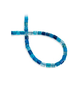 Akik Doğal Taş Mavi Silindir Kesim 6x7mm Dizi