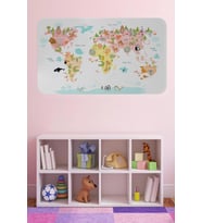 Eğitici Dünya Haritası Dünya Atlası Çocuk Ve Bebek Kız Çocuğu Odası Duvar Sticker-60x105-3777