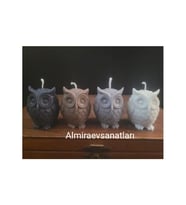 Baykuş Mum 4 Farklı Renkli Mum Çok Renkli