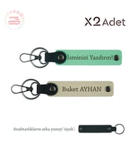 Patrona Manevi Hediye, İsimli 2’li Anahtarlık Takımı, Yeşil-Sütlü Kahve-Siyah
