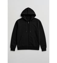 Erkek Fermuarlı Kapüşonlu Cepli Siyah Sweatshirt
