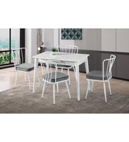 Melisa Buse MDF Açılır Mutfak Masa Takımı 60x100 (Beyaz)