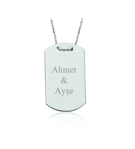 Gümüş İsimli Asker Künyesi Kadın Kolye CSR2180529