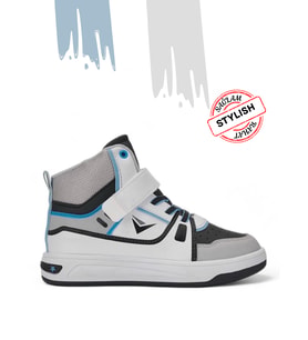 Beyaz Gri Erkek Çocuk Sneakers Spor Aayakkabı