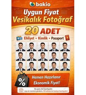 Profesyonel CV &  Fotoğrafı Kurumsal Vesikalık,Biyometrik,Pasaport,Kimlik,Ehliyet,Nikah + HD Baskı 20 Adet