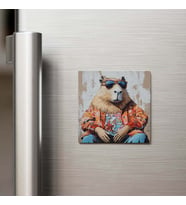 Capybara - Kapibara - Güneş Gözlüklü Style - Buzdolap Magneti - 9x9 Cm