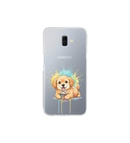 Samsung Galaxy J6+ Plus ile Uyumlu Splash Köpek Tasarımlı Şeffaf Silikon Kılıf