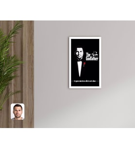 BK Gift Kişiye Özel Godfather Baba Tasarımlı Dekoratif Ahşap Beyaz Çerçeveli Tablo-3