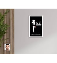 BK Gift Kişiye Özel Godfather Baba Tasarımlı Dekoratif Ahşap Beyaz Çerçeveli Tablo-3