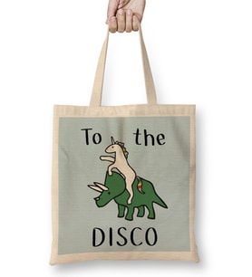 Unicorns Ride Dinosaurs To The Disco Bez Çanta Uzun Saplı