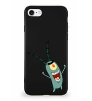 Apple iPhone 8 Soft Premier Kapak Plankton Tasarımlı Silikon Kılıf - Siyah (Şeffaf)