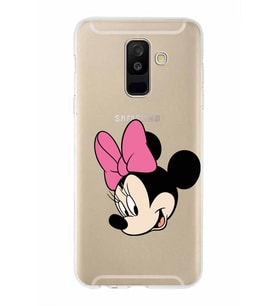 Samsung Galaxy A6 Plus (2018)  Kapak Minnie Mouse Tasarımlı Şeffaf Silikon Kılıf