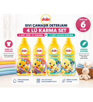 Dalin Sıvı Çamaşır Deterjanı 1500 ML 4 Lü Karma Set – Renk ve Koruma + Hassas Koruma Toplam 6 Litre