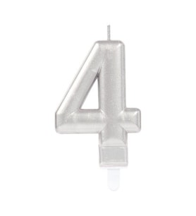 4 Rakamı Mum Gümüş Renk