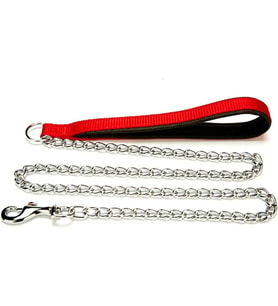 Doggie Konforlu Dokumadan El Yapımı Zincirli Köpek Gezdirme Kayışı 2,5x110cm - Red