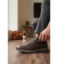 Enoch Hakiki Deri Bağcıklı Erkek Sneaker Ayakkabı Ortopedik Taban