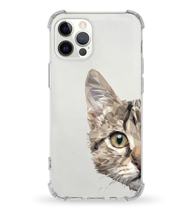 Apple iPhone 12 Pro Max Uyumlu Darbe Emici Antişok  Kapak Catface Tasarımlı Silikon Şeffaf Kılıf