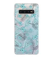 Samsung Galaxy S10 Kapak Floral Su Yeşili Tasarımlı Şeffaf Silikon Kılıf
