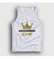 Presmono Unisex Beyaz Backgammon King Tavla Kralı Oyun Atlet 416282tt (Beyaz)