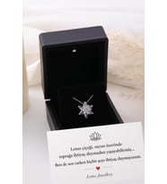 Işıklı Kolye Kutulu Gümüş Lotus Çiçeği Kolye 925 Ayar Gümüş Kolye