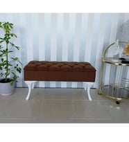 Lüks Yarım Sandıklı Kapitoneli Dekoratif Puf Bench 120cm (Kahverengi)