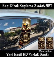 metal kuru kafa skull folyo - 2kapı için 2adet sticker kaplama - tuning modifiye