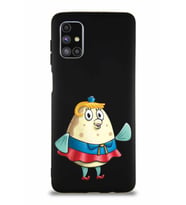 Samsung Galaxy M51 Soft Premier Kapak Bayan Puff Tasarımlı Silikon Kılıf - Siyah (Şeffaf)