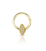Oval Formlu Taşlı Altın Helix Piercing (Gold)