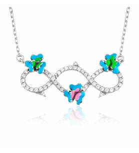 Gümüş Çiçekli Sonsuzluk Bayan Kolye