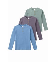 Monox Erkek Çocuk 3’lü Paket Uzun Kollu Henley Yaka Sweatshirt (Füme)