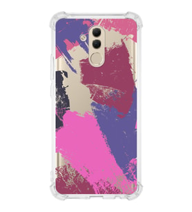 Huawei Mate 20 Lite Uyumlu Köşe Korumalı Antişok Kapak Brushstroke Tasarımlı Şeffaf Silikon Kılıf