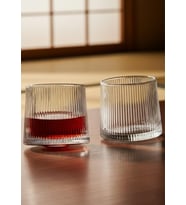 JAPAN 2li Karıştırıcı Kokteyl Bardağı - Meşrubat Bardak Takımı - Dönme Mekanizma (Şeffaf)