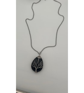 Oniks uçlu çelik kolye 60 cm