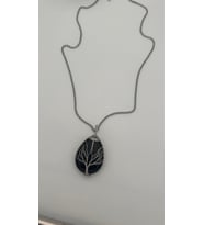 Oniks uçlu çelik kolye 60 cm