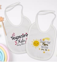 BK Kids Kişiye Özel Teyze Tasarımlı 2’li Beyaz Mama Önlüğü-3