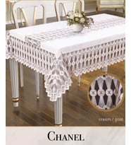 Chanel Model Gardenya Keten Krem-Krem 160x260 cm Şık Dekoratif Masa Örtüsü