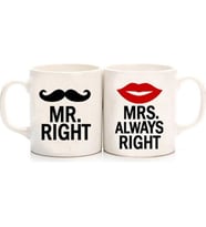 İKİLİ KUPA  MR.RIGHT VE MRS. ALWAYS RIGHT BASKILI KUPA