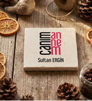 Kişiye Özel Canım Annem Bardak Altlığı Anneler Günü Hediyesi (Krem)