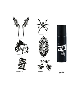 Hırçın Tasarımlar Spray Tattoo Geçici Dövme Yapma Seti Dark Siyah