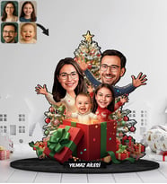 BK Gift Kişiye Özel Aile Yılbaşı Tasarımlı Karikatür Biblo -9, Yılbaşı Hediyesi, Yeni Yıl Hediyesi