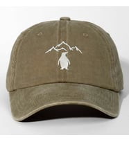 Kişiye Özel Nakışlı Eskitme Şapka Nihilist Penguen (Haki)