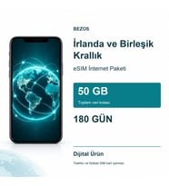 İrlanda ve Birleşik Krallık eSIM İnternet Paketi 50 GB 180 Gün