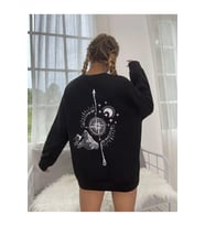 Siyah Pusula Sırt Baskılı Sweatshirt  S  Beden