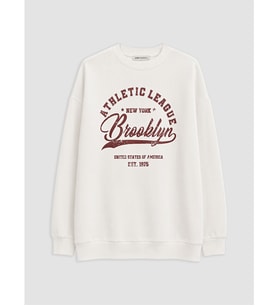 LCW Modest Beyaz Baskılı Kadın Kalın Sweatshirt Tunik