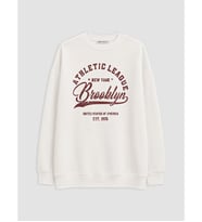 LCW Modest Beyaz Baskılı Kadın Kalın Sweatshirt Tunik