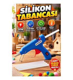 20W Silikon Tabancası 7.5 mm Uyumlu 5 Adet Silikon Çubuk Hediyeli Ev ve Hobi Kullanımı İçin