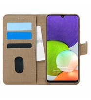 Microsonic Samsung Galaxy M32 4G Kılıf Fabric Book Wallet Gold