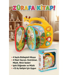 Zürafa Kitap Eğitici Müzikli Sesli Ve Işıklı İnteraktif Bebek Oyuncağı (+12 Ay)