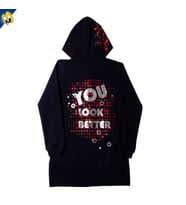 Toontoy Kız Çocuk Kapşonlu Hırka You Luck Better Varak Baskılı (Lacivert)