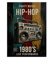 Hip-Hop Boombox Kaset Çalar Poster Dekoratif Kanvas - Mdf Ahşap Tablo